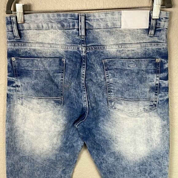 Southpole Mens Jeans Skinny Moto Stretch Denim Retro Acid Wash Sz 34 - Picture 6 of 11